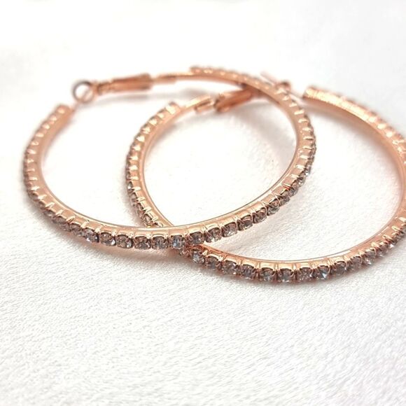 New Large Rhinestone Rose Gold Earrings - Picture 5 of 6